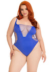 Blauer gewagter Halterneck Bodysuit mit aufregenden Shredded Details von Leg Avenue