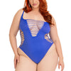 Blauer gewagter Halterneck Bodysuit mit aufregenden Shredded Details | Leg Avenue
