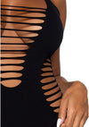 Schwarzer aufregender Neckholder Body mit zerrissenen Details von Leg Avenue – Ansicht 6