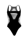 Schwarzer aufregender Neckholder Body mit zerrissenen Details von Leg Avenue – Ansicht 8