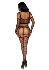 Schwarzes atemberaubendes Dessous Set mit Handschuhen und Strümpfen von Leg Avenue – Ansicht 6