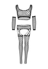 Schwarzes atemberaubendes Dessous Set mit Handschuhen und Strümpfen von Leg Avenue – Ansicht 13