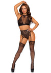 Crop Top und Strumpfhose aus feinster Spitze und Netz | Leg Avenue