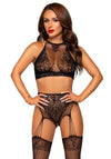 Crop Top und Strumpfhose aus feinster Spitze und Netz | Leg Avenue