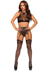 Crop Top und Strumpfhose aus feinster Spitze und Netz | Leg Avenue