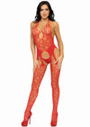 Rotes verführerisches Bodystocking mit Herzdetails von Leg Avenue – Ansicht 10
