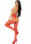 Rotes verführerisches Bodystocking mit Herzdetails von Leg Avenue – Ansicht 8