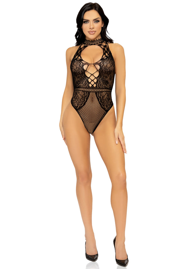 Bodysuit mit Keyhole-Ausschnitt aus Netz und Spitze | Leg Avenue