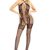 Schwarzer aufreizender Neckholder Bodystocking mit verführerischen Herzmotiven | Leg Avenue