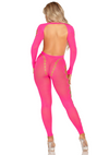 Neonpinker atemberaubender fußfreier Bodystocking mit aufreizenden Cut Outs von Leg Avenue