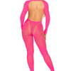 Neonpinker atemberaubender fußfreier Bodystocking mit Sexy Cut Outs | Leg Avenue