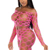 Neonpinkes auffälliges geometrisches Netz Set aus Crop Top und Leggings | Leg Avenue