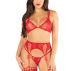Rotes verführerisches Lingerie Set mit Spitzen Bralette und Strumpfhalter | Leg Avenue