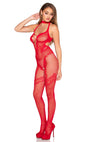 Roter ultra-sexy Netz Bodystocking mit liebevollen Herzakzenten von Leg Avenue – Ansicht 3