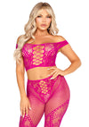 Schwarzes verführerisches schulterfreies Crop Top und Leggings Set von Leg Avenue – Ansicht 11