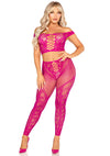 Schwarzes verführerisches schulterfreies Crop Top und Leggings Set von Leg Avenue – Ansicht 10