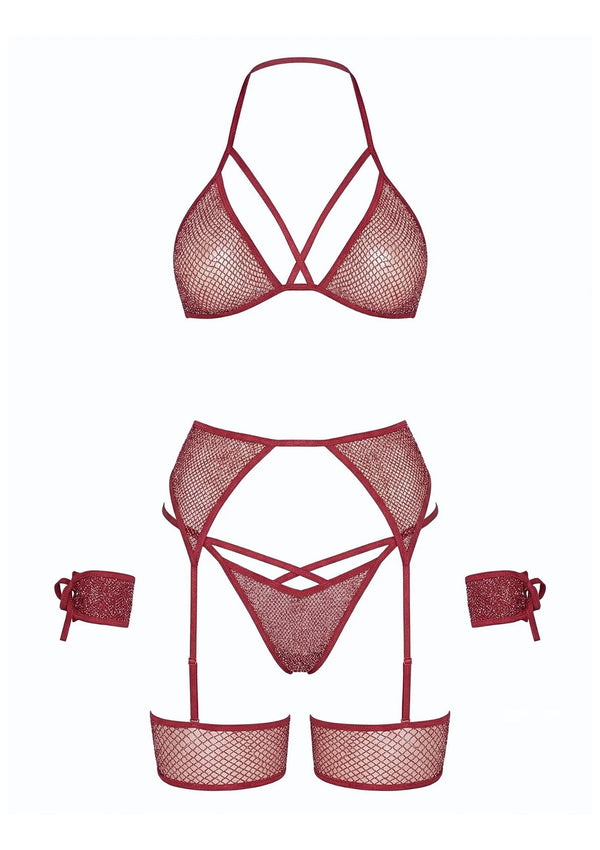 Bra and Panty Sets Schuhe Rot Netz von Leg Avenue – Ansicht 11