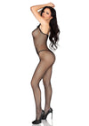 Schwarzer aufreizender Netz Bodystocking mit offenem Schritt von Leg Avenue – Ansicht 4