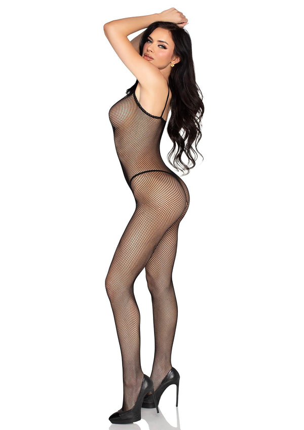 Schwarzer aufreizender Netz Bodystocking mit offenem Schritt von Leg Avenue – Ansicht 4