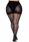 Schwarze verführerische transparente Strumpfhose mit klassischer Rückennaht von Leg Avenue – Ansicht 5
