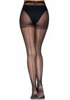 Schwarze verführerische transparente Strumpfhose mit klassischer Naht von Leg Avenue – Ansicht 5