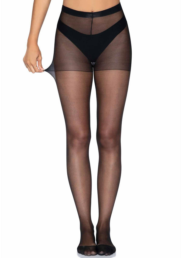 Schwarze verführerische transparente Strumpfhose mit klassischer Naht von Leg Avenue – Ansicht 2