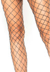 Schwarze aufreizende industrielle Netzstrumpfhose mit silbernem Lurex von Leg Avenue – Ansicht 2