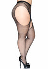 Glitzernde Netzstrumpfhose mit offenem Schritt und Hüfte schwarz | Leg Avenue