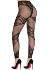 Schwarze gewagte Netzleggings mit faszinierender Spitzen Illusion von Leg Avenue – Ansicht 4