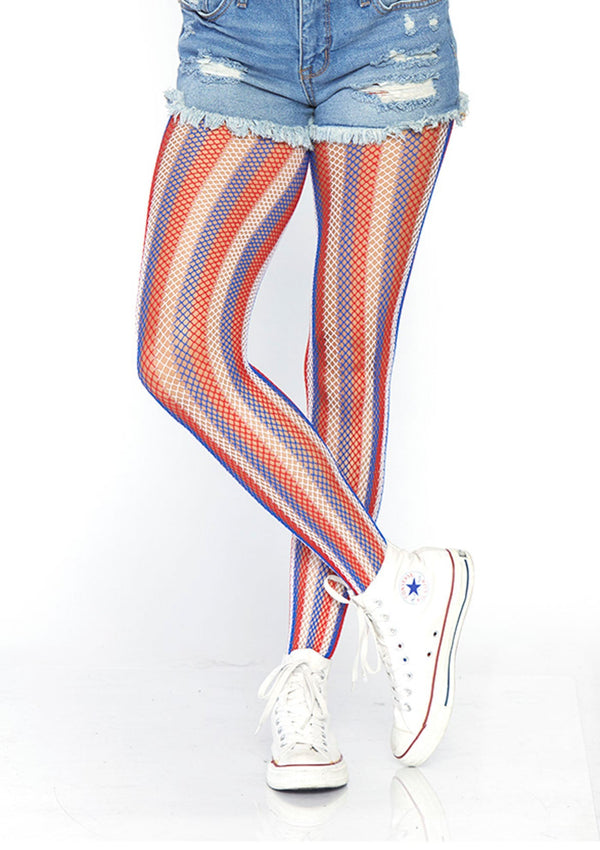 Rot Weiß Blau gestreifte Strumpfhose Amerika | Leg Avenue