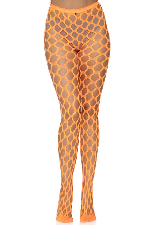Neonorangerte auffällige Jumbo Netzstrumpfhose für unvergesslich aufregende Festival Looks von Leg Avenue – Ansicht 4
