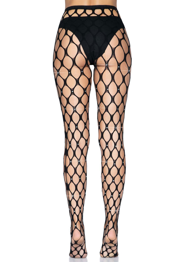 Netzstrumpfhose Strasssteine schwarz | Leg Avenue