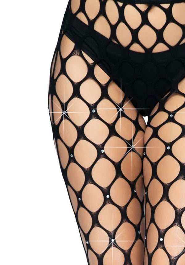 Netzstrumpfhose Strasssteine schwarz | Leg Avenue