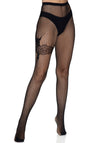 Netzstrumpfhose mit Revolver - Stickereien schwarz | Leg Avenue