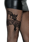 Netzstrumpfhose mit Revolver - Stickereien schwarz | Leg Avenue
