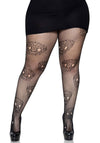 Fischnetzstrumpfhose mit Totenköpfen - Queen Size | Leg Avenue