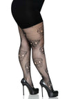 Fischnetzstrumpfhose mit Totenköpfen - Queen Size | Leg Avenue
