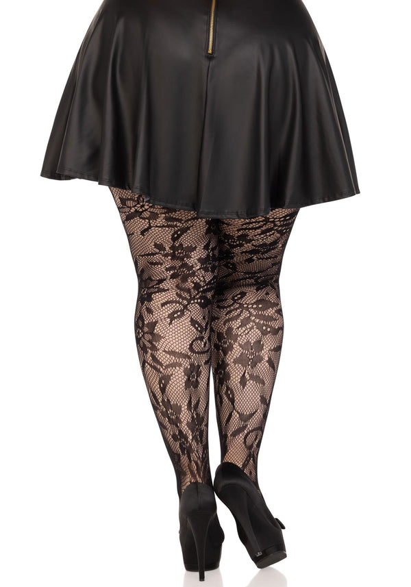 Seamless Strumpfhose mit Blumen Muster Queen Size | Leg Avenue