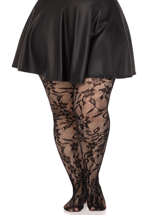 Seamless Strumpfhose mit Blumen Muster Queen Size | Leg Avenue