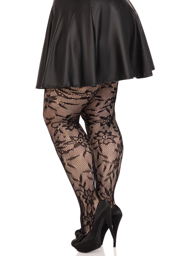 Seamless Strumpfhose mit Blumen Muster Queen Size | Leg Avenue