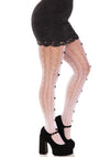 Weißer koketter Netz Bodysuit mit süßen Herz Motiven und Schleifendetails von Leg Avenue – Ansicht 2