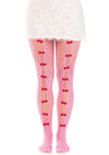 Pinke kokette Herz Netzstrumpfhose mit süßen Schleifen Details von Leg Avenue – Ansicht 3