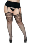 Fischnetz Rückennaht ‌Strümpfe Plussize schwarz | Leg Avenue