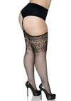 Fischnetz Rückennaht ‌Strümpfe Plussize schwarz | Leg Avenue