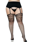 Fischnetz Rückennaht ‌Strümpfe Plussize schwarz | Leg Avenue