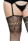 Fischnetz Rückennaht ‌Strümpfe Plussize schwarz | Leg Avenue