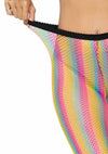Mehrfarbige auffällige Netzstrumpfhose mit modernen Regenbogenstreifen von Leg Avenue – Ansicht 7