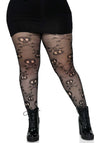 Netzstrumpfhose im Totenkopf Design schwarz | Leg Avenue