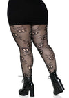 Netzstrumpfhose im Totenkopf Design schwarz | Leg Avenue