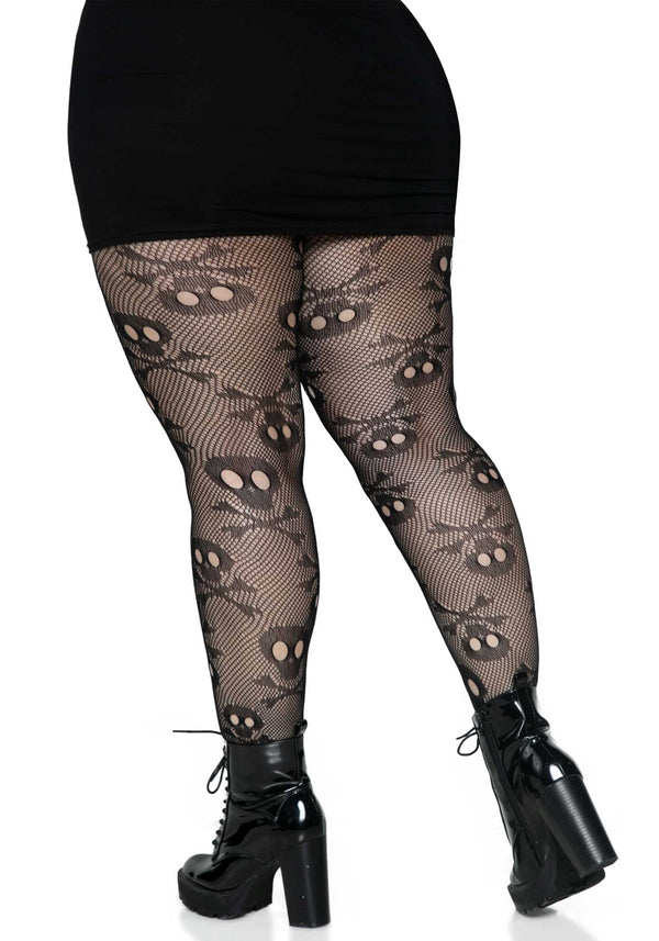 Netzstrumpfhose im Totenkopf Design schwarz | Leg Avenue